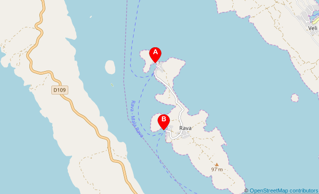 Island of Rava ferry port map